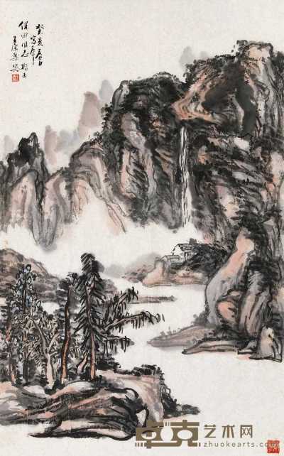 王康乐 1971年作 秋水鸣泉 镜心 68×42cm